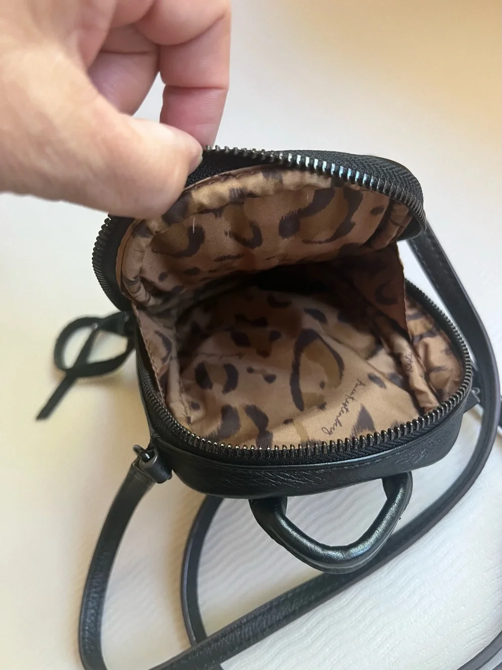Aimee Kestenberg Tamitha Black Pebbled Leather Phone Crossbody Bag